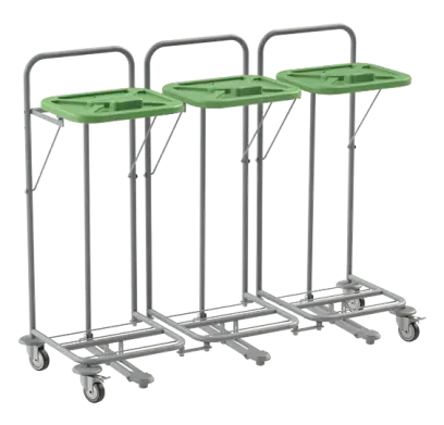 VK 80 - 3N vozík na třídění odpadu a prádla, nožní otevírání plast - VK - zelený